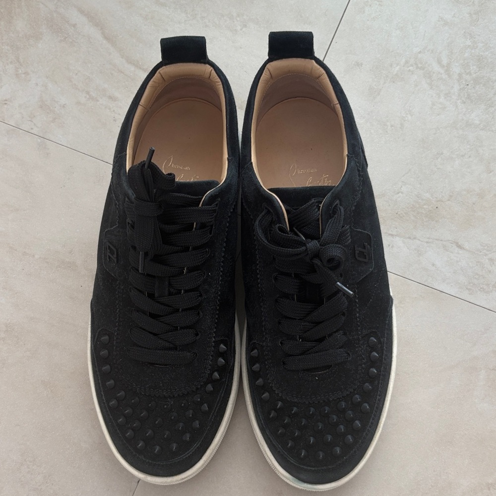 Happy Rui Louboutin Spiked Velour Platform Sneakers